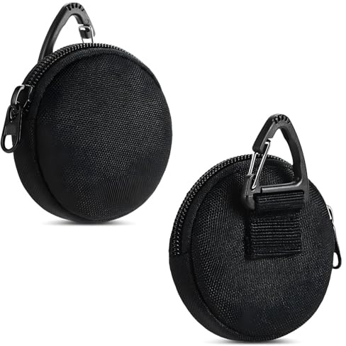 Nujiaa Coin Pouch for Men 2PCS Black, 1000D Nylon Small Zipper Change Purse with Triangle Buckle, Mini Portable Compact Pocket Coin Holder for Loose Change