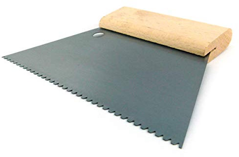 Schwan Spatule à colle en acier 180 mm dos en bois de hêtre dentelé/non denté TBK pour revêtement de sol, parquet, carrelage