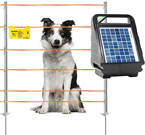 Agrarzone Hundezaun S25 Solar Komplett-Set Hund Elektrozaun Zaun | Litze 500m, Solarmodul, Hunde, Katzen, Gartenzaun, Katzenzaun