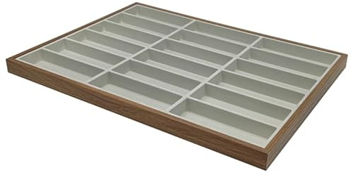 mixed24 Holz Vorlagebrett für 18 Brillen Brillenkoffer Brillentablett Brillenpräsentation Brillenaufbewahrung Brillenbox Brillendisplay Vorzeigetablett Vorlagetablett