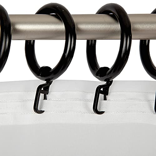 Bestlivings Gardinenringe (Ø40mm) mit Faltenleghaken im 30er Pack, ideal für Gardinenstangen bis Ø28mm (Schwarz), für Vorhänge und Gardinen - Ringe mit Faltenhaken