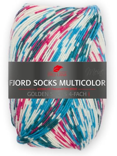 Pro Lana FJORD SOCKS MULTICOLOR 100 g 4-fach Sockenwolle mit einem einzigartigen Fjordmuster 425 m, Farbe:484