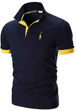 AIOIDI Polo de Golf para Hombre Manga Corta de Bordado Jirafa Camiseta de Algodón