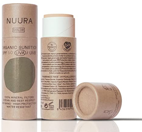 NUURA - Sunblock Stick Tinted Mineral Sunscreen SPF 50 - Zinc Stick for Sensitive Skin - Reef Safe and Biodegradable - Cruelty-Free, 14 ml