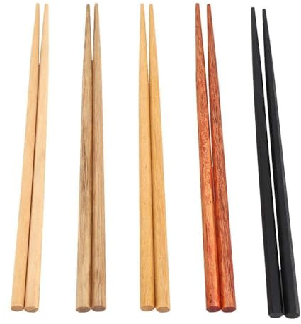 Beufee 10 Pairs Chopsticks, 22.5cm Japanese Reusable Wood Chopsticks, Chinese Chopsticks Set for Sushi Rice Noodles, Chinese Tableware Japanese Ckooing Chop Sticks