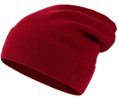 Lallier Mütze aus 100% reinem Kaschmir, gerippte Mütze mit Bündchen, warm und weich, mit Geschenkbox für Damen und Herren