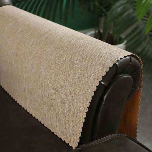 Hittun Sofa Arm Cover,Non Slip Couch Arm Cover Washable Recliner Chair Armrest Covers Protectors Set of 2 Wavy Border Armrest Covers for Sofa (18 x24, Light Khaki)