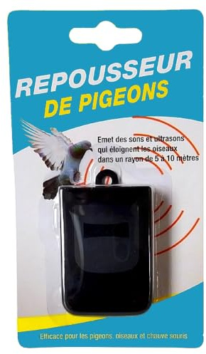 Générique Repousseur Electronique Anti Pigeon à Ultrasons, à Piles, pour Oiseaux et Chauves-Souris