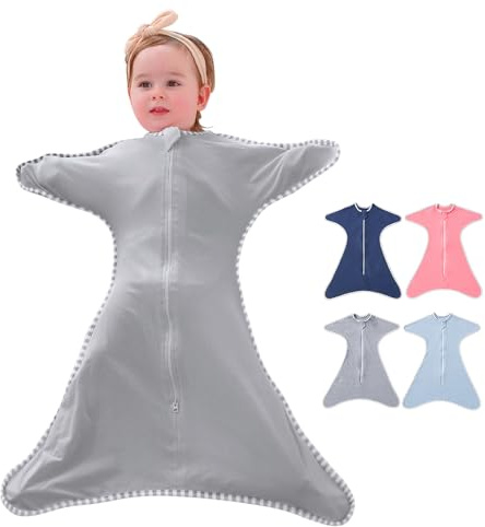 HINATAA Swaddle Wrap für Baby, Neugeborene Baby Schlafsack, Baby Musselin Swaddle Schlafsack Atmungsaktive Weiche Premium-Baumwolle für Kinder Alter 0-3/3-6 Monate (Grau, 0-3 Monate)