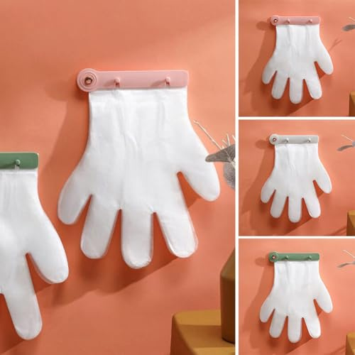 Disposable Glove Holder Organizer Wall Mounted, Einweghandschuh-Halter Organizer, Handschuhspender, Handschuh Halter mit 100 Stück Handschuhen, Wandmontage Handschuh-Sicherungsclip - Zufällige Farbe