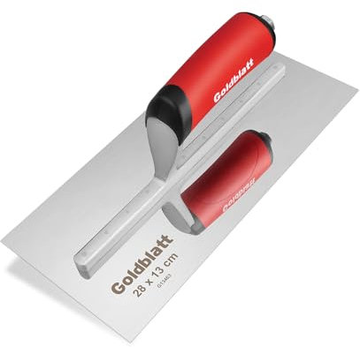 Goldblatt Glättekelle Edelstahl Kelle: Rostfreier Spachtel für Trockenbau und Finish, Robuste Nietenkonstruktion, Ergonomischer Griff, Flache Klinge, Ideal für Zement, Mörtel und Putze 280 x 130 mm