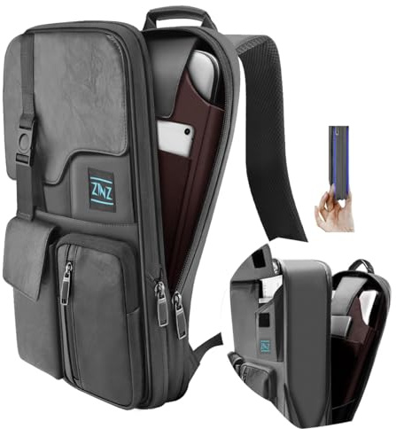 ZINZ Slim & Expandable 15 15.6 16 Inch Laptop Backpack for Business, Waterproof Anti-Theft Travel Backpack Daypack for Men and Women -Dark Gray