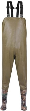 Angel-Latzhose für Herren, wasserdicht, Übergröße, Overall, Anglerstiefel, Angeln, wasserdichte Wathose mit Stiefeln, wasserdicht, atmungsaktiv, Cross-Wasser-Wathose, gelb, 45