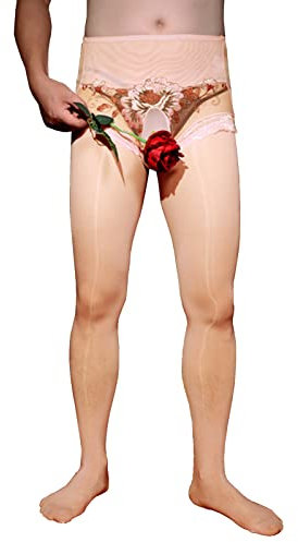 BESYFAY Herren Sissy 8 Denier Öl Glänzend Niedrige Taille Strumpfhosen Ultradünn Seidenstrumpfhose Männer Strumpfhose