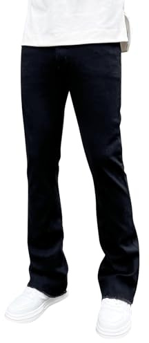 Jeans da uomo – Bootcut – Jeans da uomo in denim, pantaloni elasticizzati Hip Hop, pantaloni da jogging Eenager Ragazzi Streetwear Loose Fit Boyfriend-Jeans Y2K Pantaloni sportivi classici, Nero , L