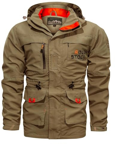 GULASISI Veste bomber militaire pour homme, coupe-vent à poches multiples, légère, veste cargo tactique d'extérieur pour randonnée, chasse, kaki, 4XL