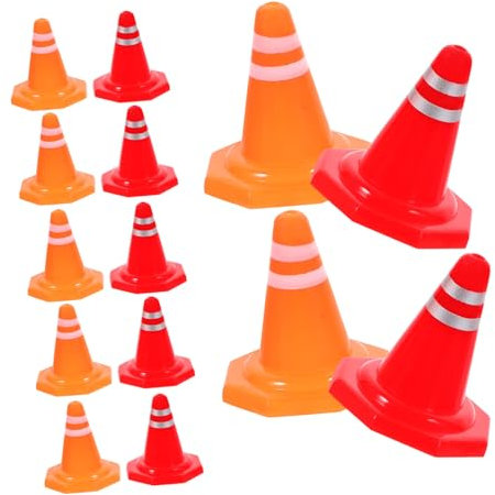 DRESSOOS 30stücke Verkehrskegel Material Baustrasse Kegel Straßenblockade Modell DIY Sand Tisch Deko Lernspielzeug Für Junge Mädchen