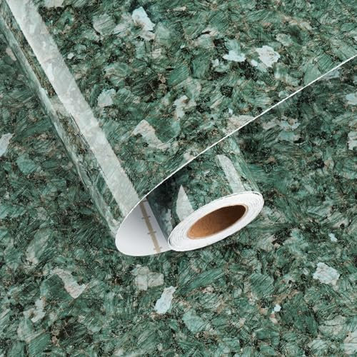 HotDecor Carta Da Parati Effetto Marmo Verde Per Armadio Tavolo Pellicola Adesiva Per Mobili Carta Parati Adesiva Muro Moderna Per Bagno Cucina Lavabile Rotolo Adesivo Verde Per Mobili 40cm x 200cm