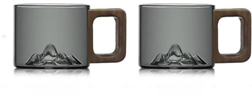 YY Taza de té de flores de 2 piezas, taza de café con forma de pico de montaña integrada, taza de té, uso de bebidas frías y calientes, tazas de té elegantes, taza de té de flores, regalo para mujeres