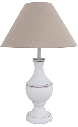 Grafelstein Tischlampe MARLA weiß beige aus Holz im Landhausstil shabby chic E27