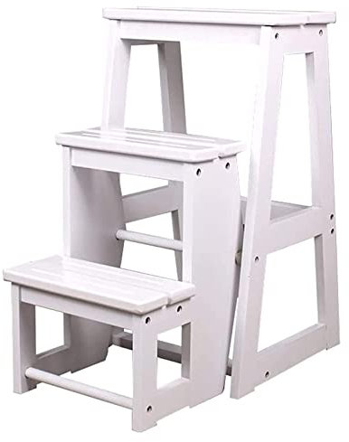 Portable Step Stool - Wood Folding 3 Step Ladder Small