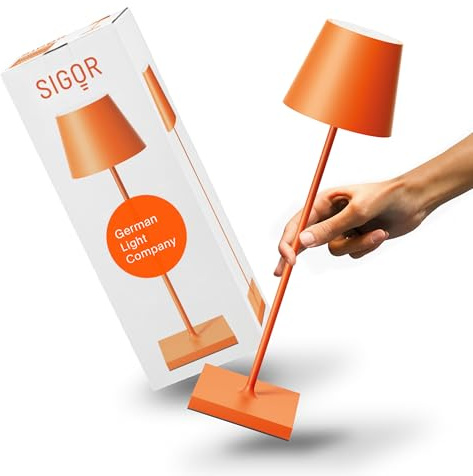 SIGOR Nuindie 2.0 LED Akku-Tischlampe, glutorange | Dimmbar • Indoor & Outdoor • IP54 • 38 cm • USB-C • 12 h Leuchtdauer