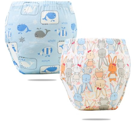 2 Pezzi Pannolino da Nuoto, Pannolini Lavabili Pannolini da Nuoto, Pannolino da Nuoto Pannolini Nuoto Costume Neonato Pantaloni da Nuoto Costume Piscina Neonata Riutilizzabile, 0-3 Anni