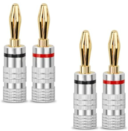 yimeizhiguang 4mm Banana Plugs, 24K Gold Plated Speaker Connectors for Hi-Fi AV Receiver & Home Theater Sound Systems, Pure Copper Core Universal Fit for Enhanced Audio Performance
