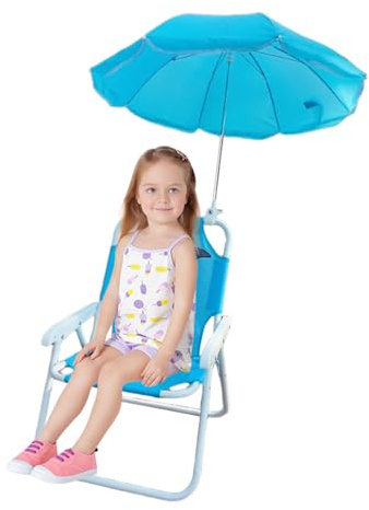 Genérico Sillas Playa Plegables - Sillas Playa Niños con Sombrilla - Ligera Portátil Muebles para Camping Piscina, Terraza O Jardín O Exterior, Idea De Regalo Al Aire Libre A Partir