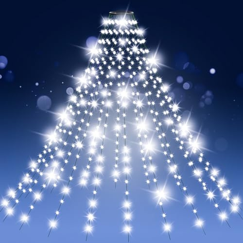 Uping Luci Albero di Natale a Cascata 400 Led 2mx20 Fili Mantello Luci Natale Esterno Interno Bianco Freddo Decorazioni Natalizie Funzione Timer