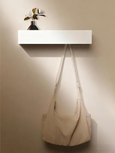 WJUAN 43,5cm Versteckte Wandgarderobe mit Ablage, Kleiderhakenleiste 5 Haken, Jackenhalter Wand, Wandhaken Garderobe Weiß – für Flur & Schlafzimmer