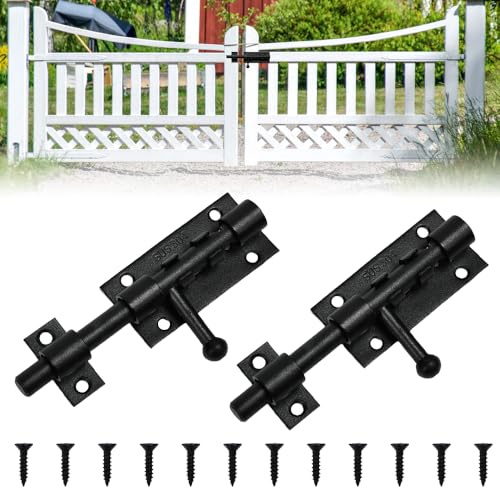 Elyyapt 2 PCS Door Lock Bolts 5 inch Stainless Steel Door Latch Heavy Duty Tower Doors Bolt Security Slide Latch Lock Slide Bolts Lock Gate Bolts with Screws for Internal Doors Shed Bathroom Toilet