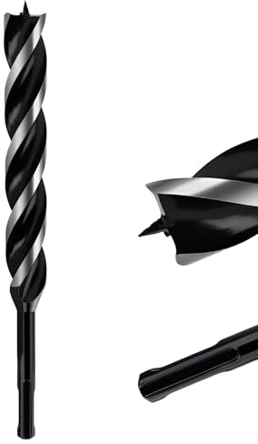 Extra Long 22mm x 230mm Auger Drill Bit SDS Plus, SDS Wood Auger Drill Bits | 22mm Dia. Timber Drill Bit 230 mm Long for Woodworking