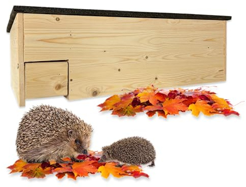 GARTENETAGE XXL Igelhaus mit Rattenklappe aus zertifiziertem Holz – wetterfestes Igel Schutzhaus mit Labyrintheingang, nachhaltiges Igel Winterschlafhaus & ganzjähriger Rückzugsort für die Igelfamilie