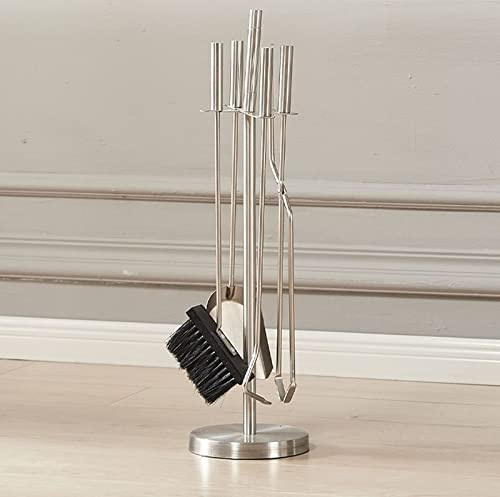 Juego de herramientas para chimenea, kit de 5 piezas de acero inoxidable resistente para uso en interiores y exteriores, incluye herramientas para chimenea, chimenea, estufa, hoguera, diseño moderno