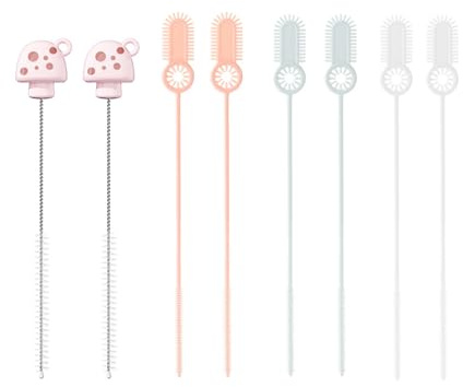 ZEMINRI 8 PCS Straw Cleaner Brush with Double-Headed (Pink+White+Blue) | Reusable Straws Brushes Water Bottle Cleaner Soft Cup Lid Cleaning Brush Bendable Cleaning Brushes for Small Spaces.