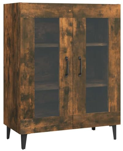 Coespram Credenza per affumicatura, 69,5 x 34 x 90 cm, in legno con porta in vetro, moderno soggiorno, armadio, spazio per corridoio, camera da letto, cucina