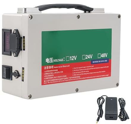 HJGHY 48V 12Ah, 12V 15Ah 20Ah 30Ah Portable Outdoor Water Pump Battery 24V 48V 20Ah Rechargeable Lithium Battery with Charger for Home Use Emergency