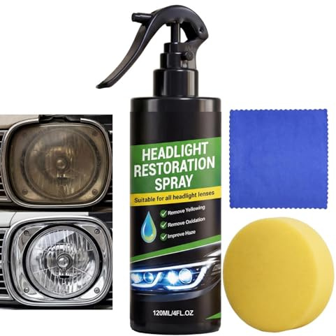 Kit De Nettoyage Pour Phares - Spray Restauration Rénovation 120 ml,Spray nettoyant et polissant pour phares,Pour Berline Camping-Car Véhicule Automobile Garage Trajets Quotidiens Conduite Urbaine Ate