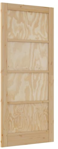 Foknhdi Innentür Natur 86 x 198,5 cm, Schiebetür aus Kiefer Massivholz und Sperrholz, Rustikale Scheunentür für Innenräume, Platzsparende Zimmertür im Landhausstil für Wohnzimmer