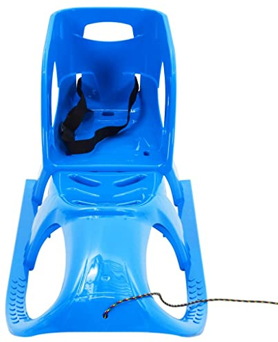 Luge pour enfant avec dossier et corde de traction, roue à neige stable en polypropylène avec patins en acier, 102,5 x 40 x 23 cm, bleu