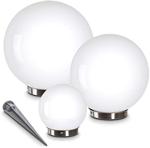 hofstein Boule solaire extérieure comprenant 3 pièces de différentes tailles - Luminaire de jardin solaire en forme de boule - Boules lumineuses solaires pour une mise en valuer de votre jardin