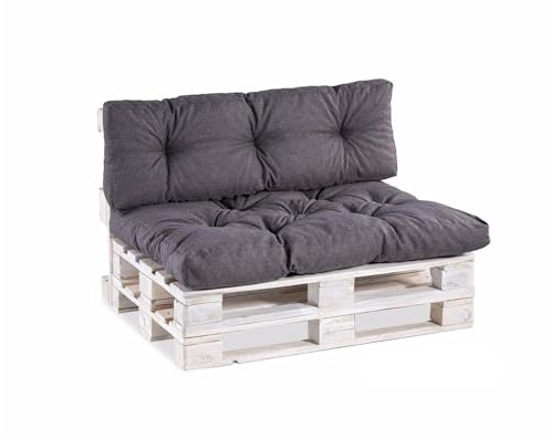 Gutekissen® Palettenkissen, Gartensofakissen, Gesteppte Kissen gefüllt mit granuliertem Poulirette-Schaum, viele Farben und Größen PPI (Sitzkissen 120x50, gesteppt Anthrazit)