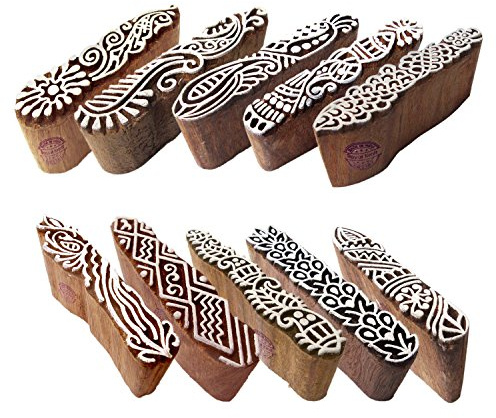 Töpferei Holzblöck Schön Rand Gestalten Drucken Stempel (Set von 10)