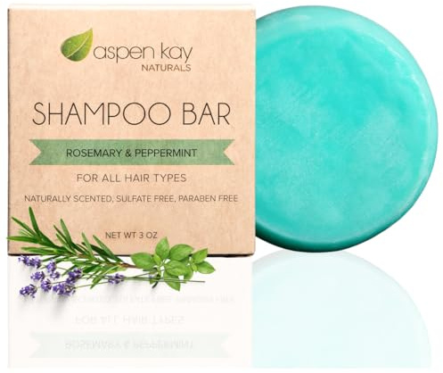 Solid Shampoo Bar, Made With Natural & Organic Ingredients, Sulfate-Free, Cruelty-Free & Vegan 3 Ounce Bar (Rosemary & Peppermint)