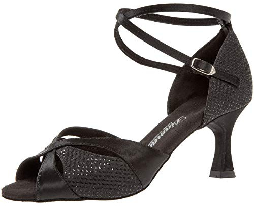 Diamant Femmes Chaussures de Danse 141-087-411 - Satin Noir - 6,5 cm Flare - Special Edition - Taille: UK 4