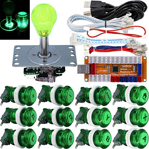 SJ@JX Arcade Game LED Controller Lamp USB Encoder Gamepad Microswitch Light Button 8way LED Joystick for Nintendo Switch PC PS3 Retropie Raspberry Pi MAME