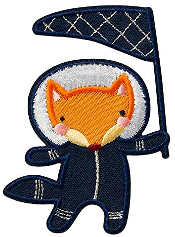 Mono-Quick Bügelbild Aufnäher Patch Applikation zum Aufbügeln Astronaut Fuchs 6,5 x 8,5 cm (10606)