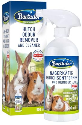 Bactador Enzymreiniger Nagerkäfig Spray 500ml - Geruchsentferner & Reiniger - Gegen Kot, Urin & Tiergerüche - Mikrobiologischer Geruchsneutralisierer - Porentiefe Reinigung in der Nagerumgebung