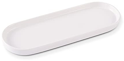 Ceramic Sink Tray, Bathroom Counter Tray, Bathtub, Cosmetics Dish, Candle, Perfume Shampoo Liquid Soap Simple Style Design Suit for Bathroom and Kitchen (White)